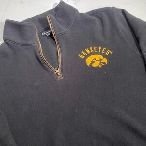 Champion  Iowa Hawkeyes Quarter Zip Sweatshirt Mens XL Black Embroidered Logo